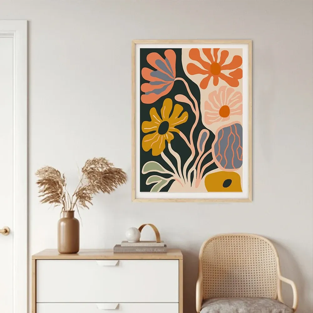 Diamantbild Blumen Blätter abstrakt 20x30 bis 40x50 cm