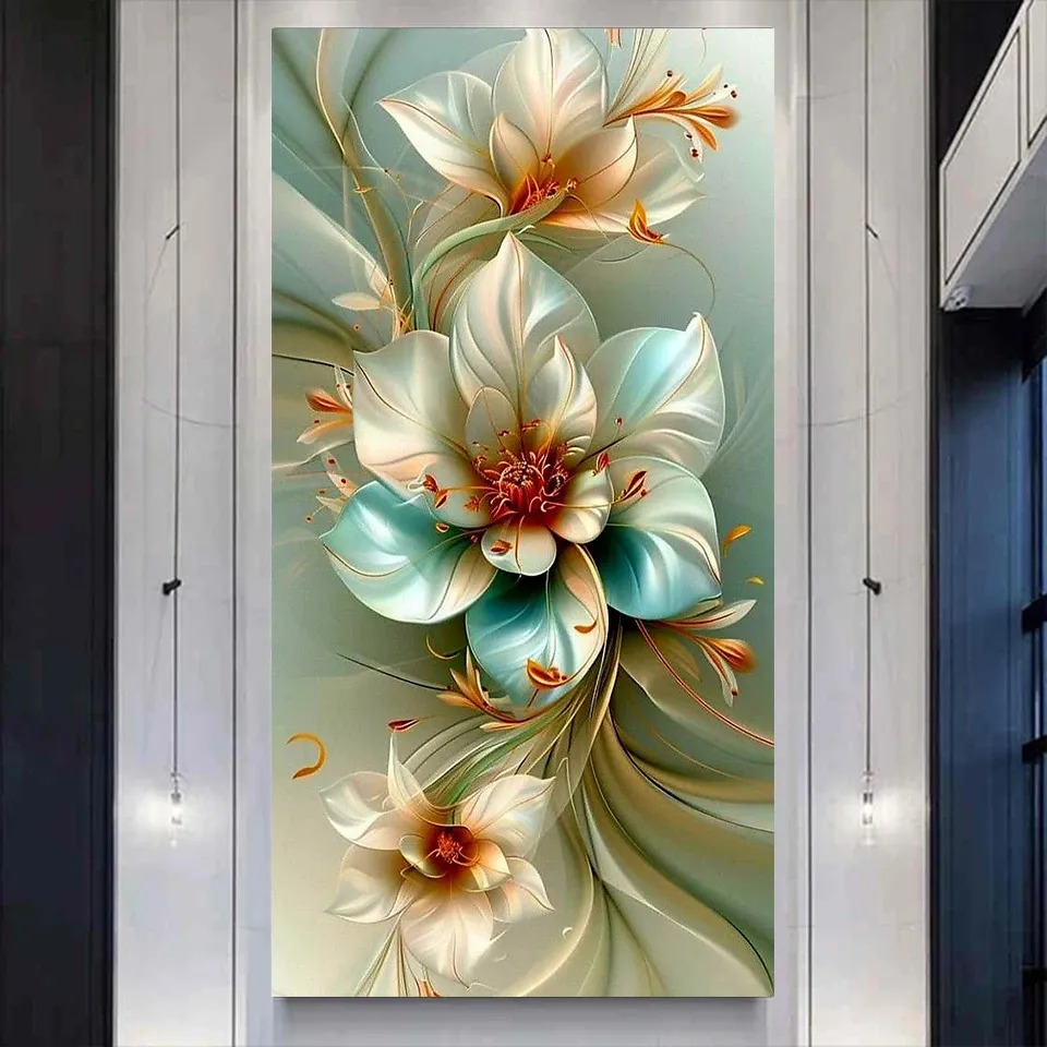Diamantbild Blumen Groß Floral Mosaik Stickerei Wanddeko