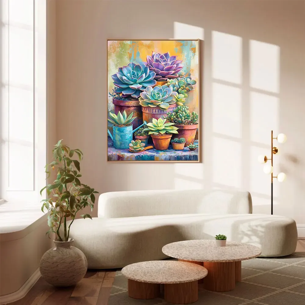 Diamantbild Blumenvase Pflanze Mosaik Komplettset Wanddekoration