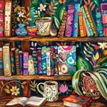 Diamantbild Bücherregal Landschaft Mosaik Strass Stickerei Geschenk – Farbe 1236