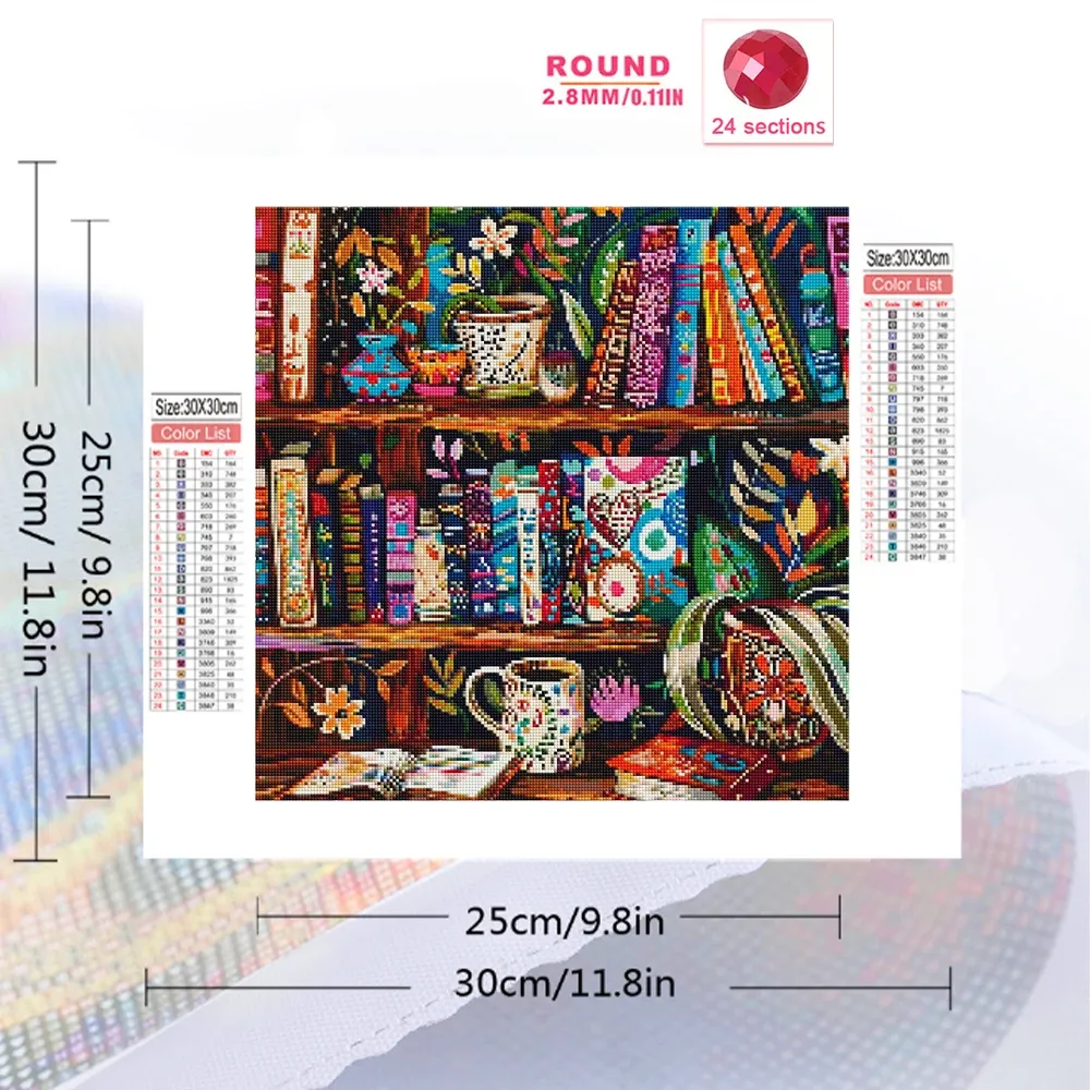 Diamantbild Bücherregal Landschaft Mosaik Strass Stickerei Geschenk