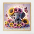 Diamantbild Elefant Tier Kreuzstich Sonnenblume Mosaik Deko – 4