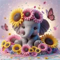 Diamantbild Elefant Tier Kreuzstich Sonnenblume Mosaik Deko – Farbe 7713