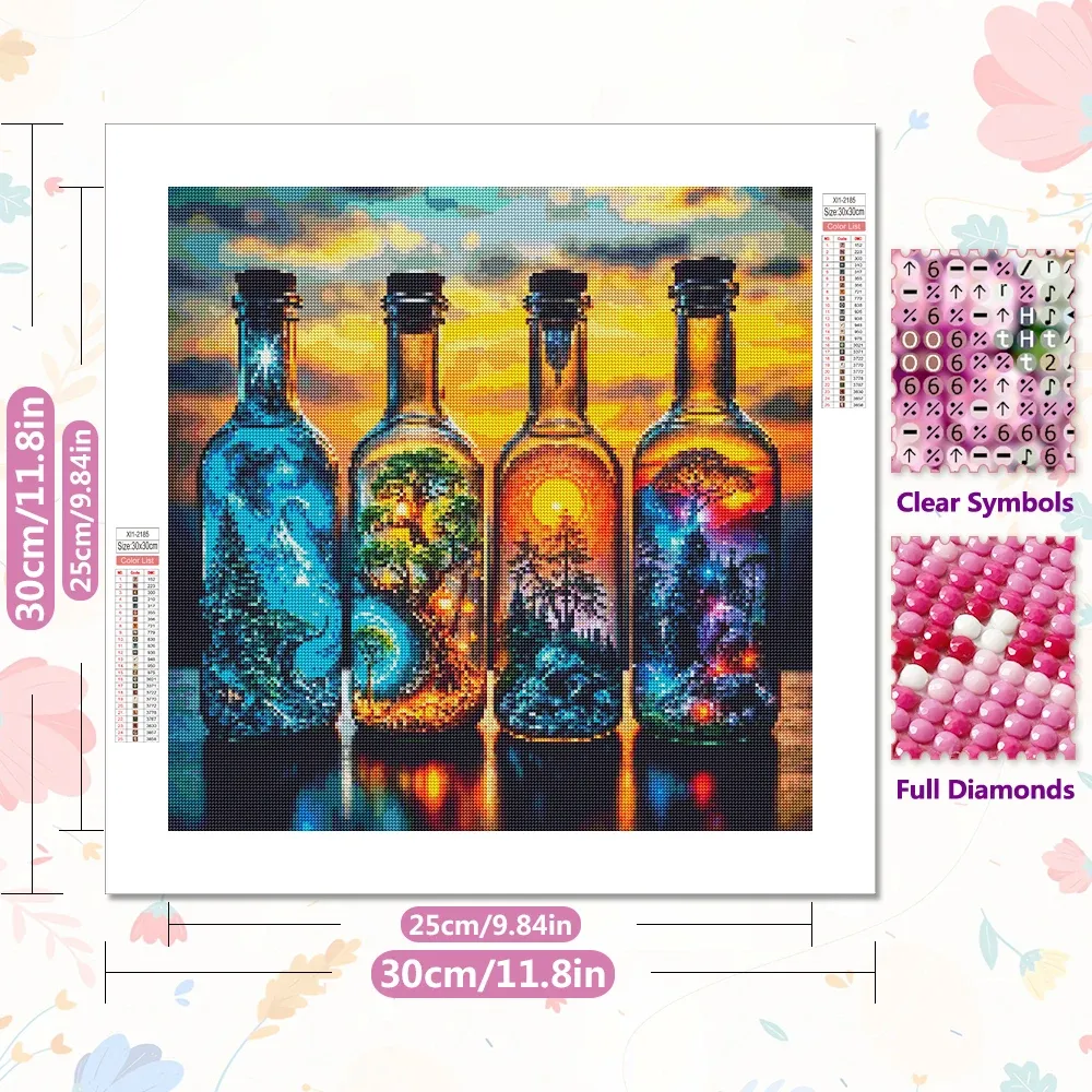 Diamantbild Flasche Baum Mosaik Landschaft Handwerk Bedarf