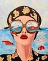 Diamantbild Frau abstrakt 20x30 bis 50x70 cm – Farbe A13