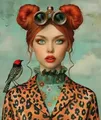Diamantbild Frau abstrakt 20x30 bis 50x70 cm – Farbe A22