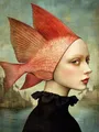 Diamantbild Frau abstrakt 20x30 bis 50x70 cm – Farbe Rot (A3)