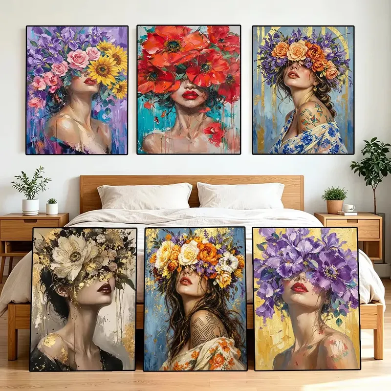 Diamantbild Frau Blume abstrakt 20x30 bis 50x70 cm