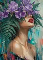 Diamantbild Frau Blume abstrakt 20x30 bis 50x70 cm – Farbe A12