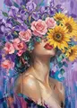 Diamantbild Frau Blume abstrakt 20x30 bis 50x70 cm – Farbe A13