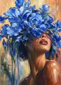 Diamantbild Frau Blume abstrakt 20x30 bis 50x70 cm – Farbe A16