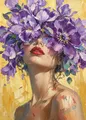 Diamantbild Frau Blume abstrakt 20x30 bis 50x70 cm – Farbe A17
