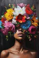 Diamantbild Frau Blume abstrakt 20x30 bis 50x70 cm – Farbe A19