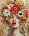 Diamantbild Frau Blume abstrakt 20x30 bis 50x70 cm – Farbe A20