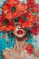 Diamantbild Frau Blume abstrakt 20x30 bis 50x70 cm – Farbe A21