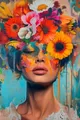 Diamantbild Frau Blume abstrakt 20x30 bis 50x70 cm – Farbe A22