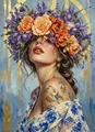 Diamantbild Frau Blume abstrakt 20x30 bis 50x70 cm – Farbe Hellgrau (A6)