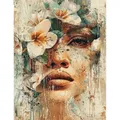 Diamantbild Frau Blumen abstrakt 25x30 bis 35x45 cm – Farbe BC-QHQY2326