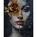 Diamantbild Frau Blumen abstrakt 25x30 bis 35x45 cm – Farbe BC-QHQY2329