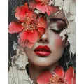 Diamantbild Frau Blumen abstrakt 25x30 bis 35x45 cm – Farbe BC-QHQY2330