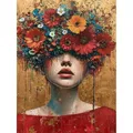 Diamantbild Frau Blumen abstrakt 25x30 bis 35x45 cm – Farbe BC-QHQY2333