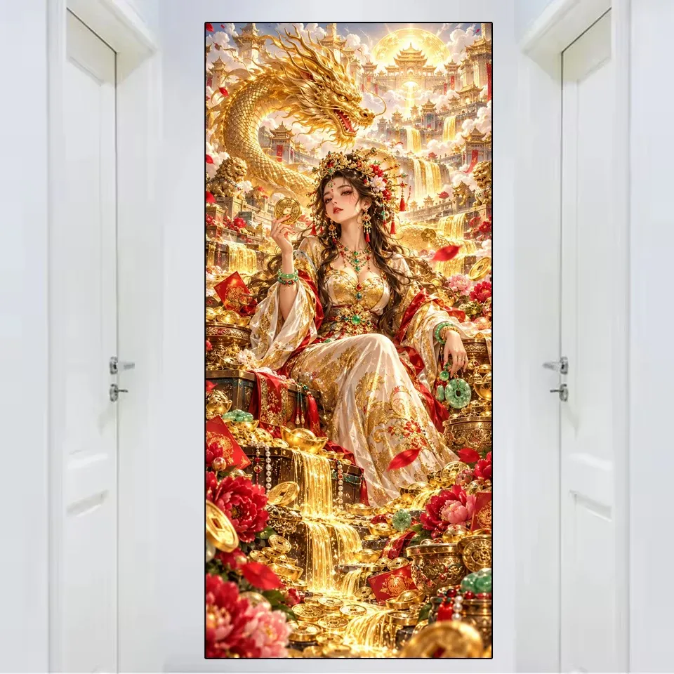 Diamantbild Frau Drache 20 bis 70 cm mit runden oder eckigen Steinen