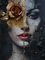Diamantbild Frau Porträt abstrakt 20x25 bis 35x45 cm – Farbe YA2362