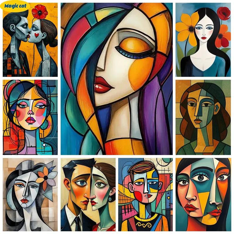 Diamantbild Frauenporträt Paar abstrakt 30x20 bis 70x50 cm