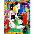 Diamantbild Graffiti Cartoon abstrakt 30x40 bis 45x60 cm – Farbe WEISS (1)