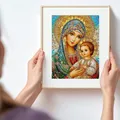 Diamantbild Heilige Mutter Kinder 20 bis 70 cm mit runden oder eckigen Steinen – 3