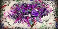 Diamantbild Herz Blumen abstrakt 30x15 bis 100x50 cm – Farbe 1740SS