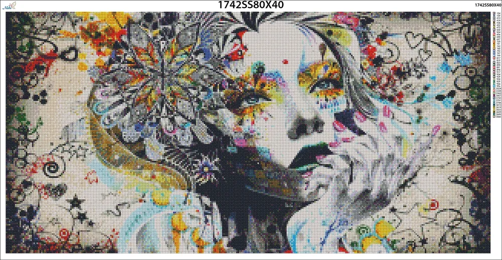 Diamantbild Herz Blumen abstrakt 30x15 bis 100x50 cm