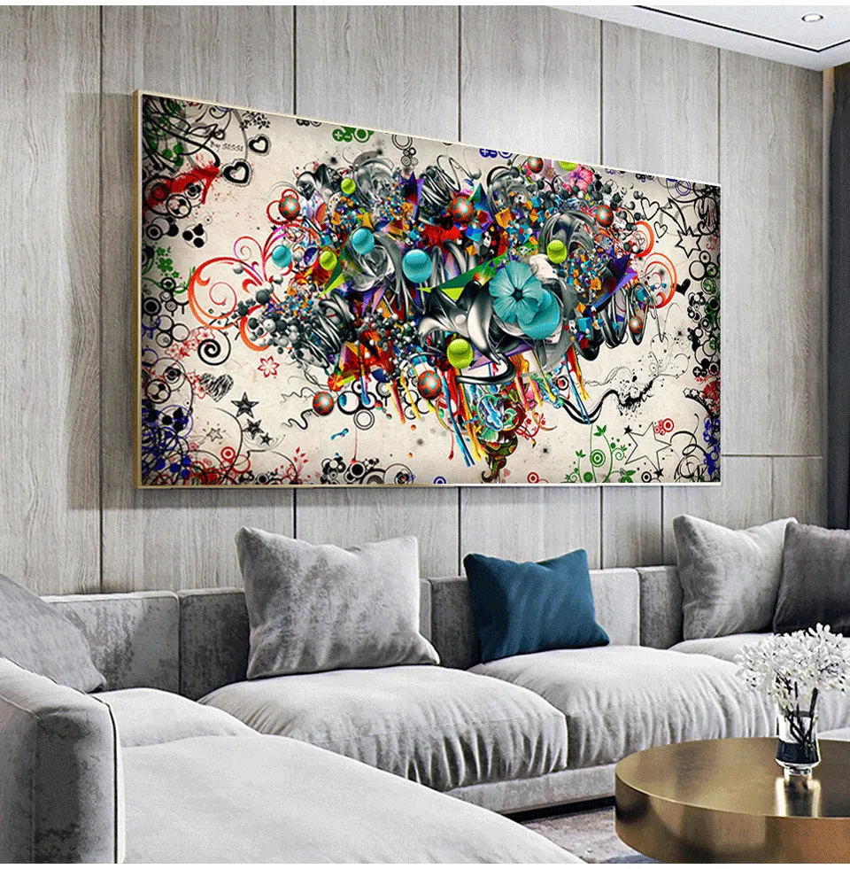 Diamantbild Herz Blumen abstrakt 30x15 bis 100x50 cm