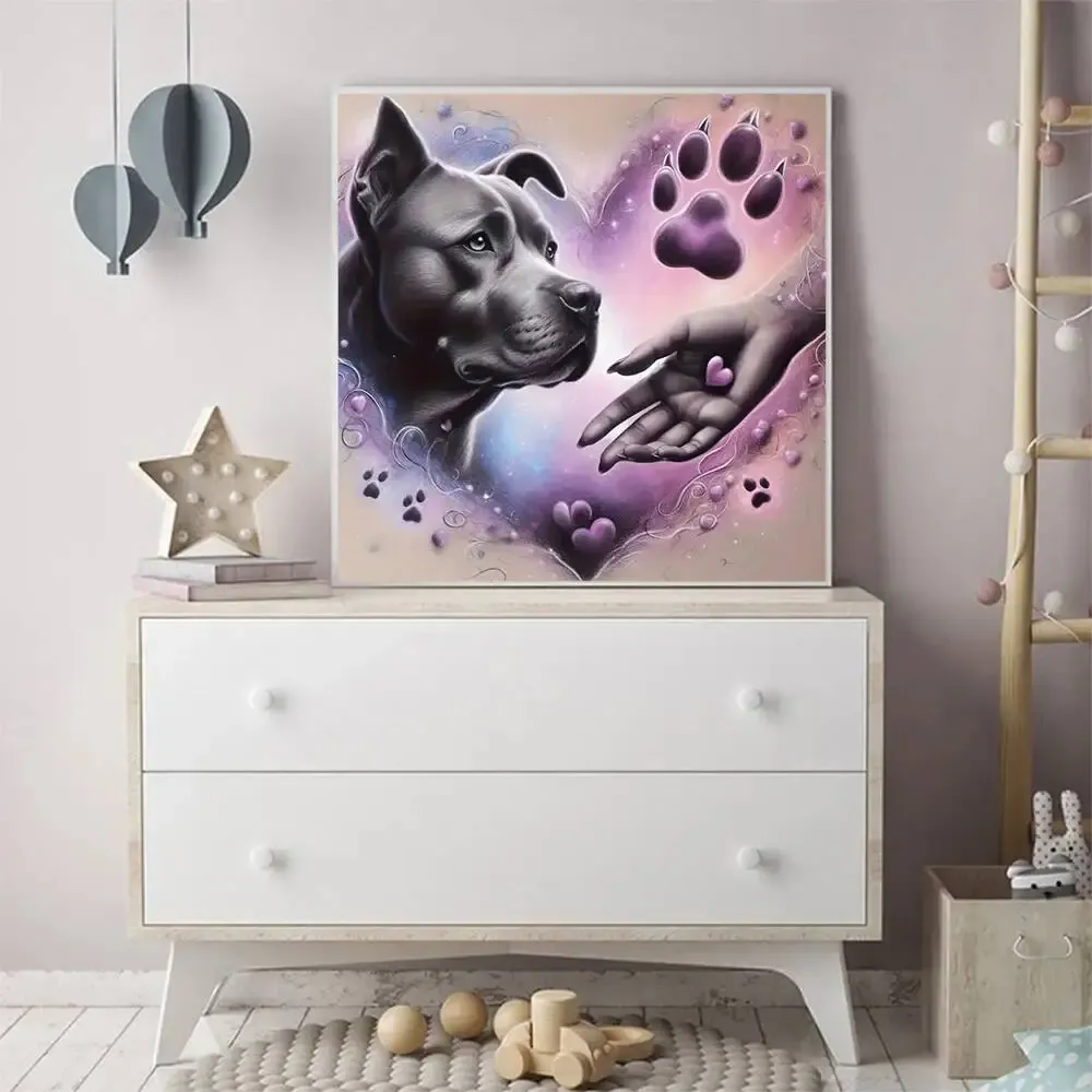 Diamantbild Hund Cartoon 20 bis 50 cm mit runden oder eckigen Steinen
