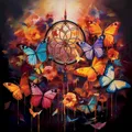 Diamantbild Katze 30 x 40 cm mit runden Steinen – Farbe Blau