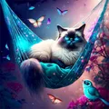 Diamantbild Katze 30 x 40 cm mit runden Steinen – Farbe Grün