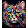 Diamantbild Katze 30 x 40 cm mit runden Steinen – Farbe hellgelb