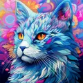 Diamantbild Katze 30 x 40 cm mit runden Steinen – Farbe schwarz