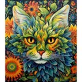 Diamantbild Katze 30 x 40 cm mit runden Steinen – Farbe Transparent