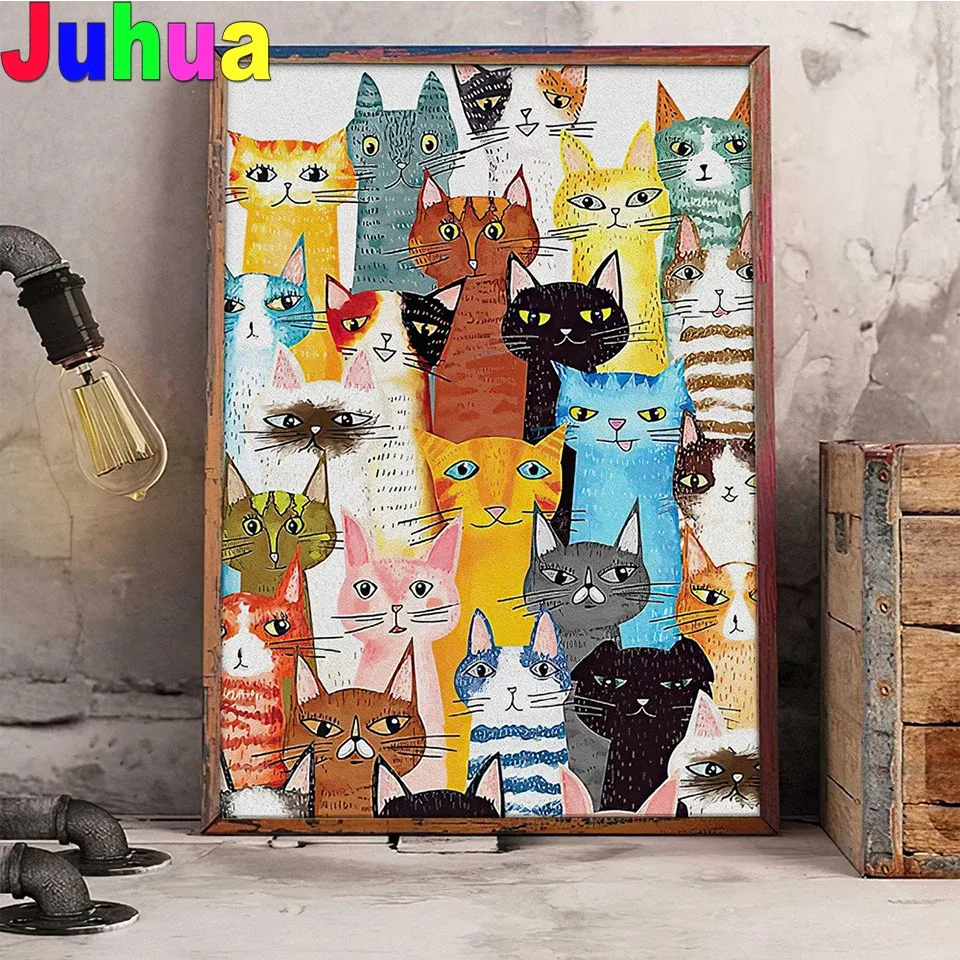 Diamantbild Katze abstrakt 20x25 bis 40x50 cm