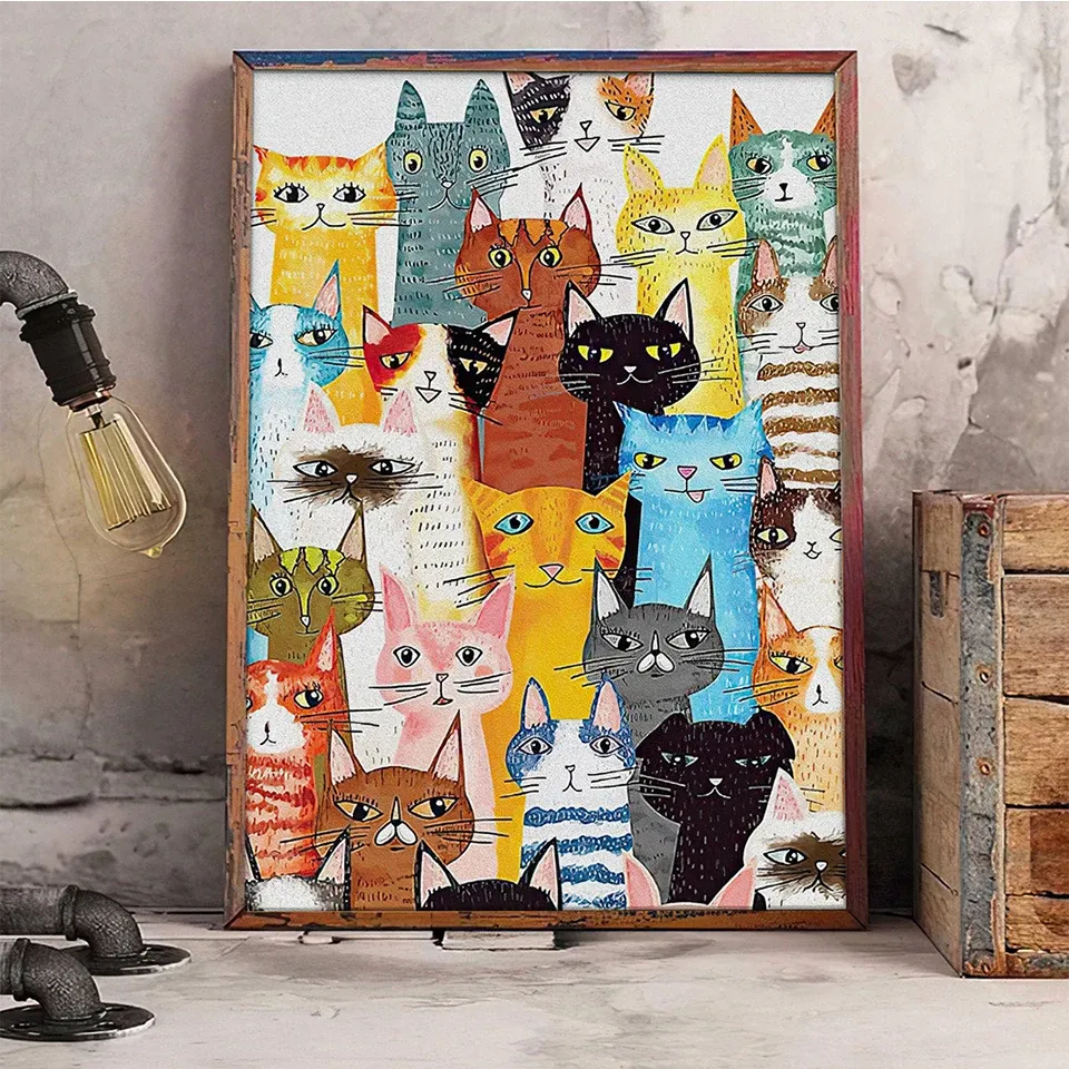 Diamantbild Katze abstrakt 20x25 bis 40x50 cm