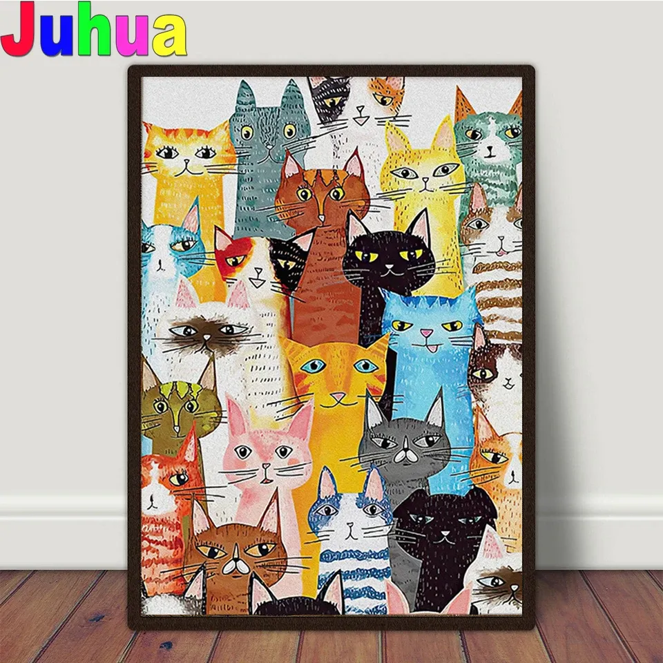 Diamantbild Katze abstrakt 20x25 bis 40x50 cm