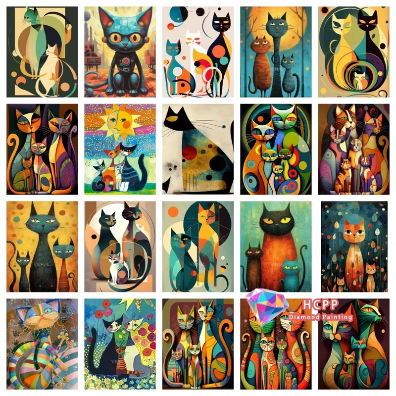 Diamantbild Katze Cartoon abstrakt 20x30 bis 50x70 cm