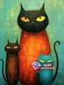 Diamantbild Katze Cartoon abstrakt 20x30 bis 50x70 cm – Farbe C466-1