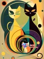Diamantbild Katze Cartoon abstrakt 20x30 bis 50x70 cm – Farbe C466-10