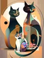 Diamantbild Katze Cartoon abstrakt 20x30 bis 50x70 cm – Farbe C466-11