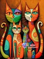 Diamantbild Katze Cartoon abstrakt 20x30 bis 50x70 cm – Farbe C466-12