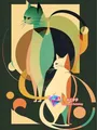 Diamantbild Katze Cartoon abstrakt 20x30 bis 50x70 cm – Farbe C466-14