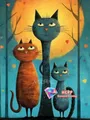 Diamantbild Katze Cartoon abstrakt 20x30 bis 50x70 cm – Farbe C466-15