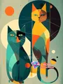 Diamantbild Katze Cartoon abstrakt 20x30 bis 50x70 cm – Farbe C466-16